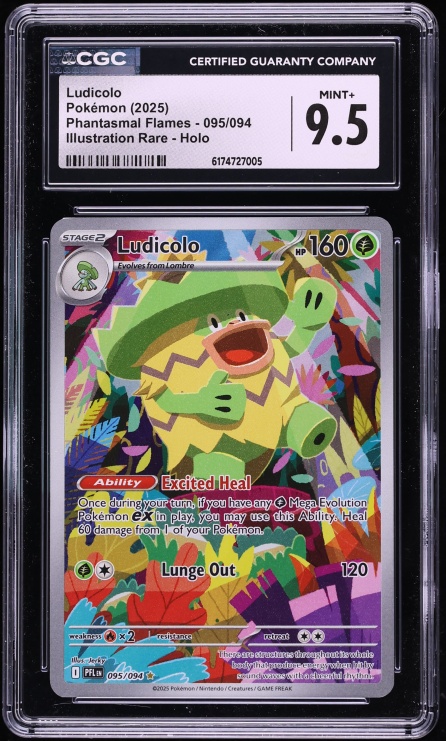 2025 Pokemon Mega Evolution Phantasmal Flames IR Ludicolo #95 CGC 9.5 MINT+