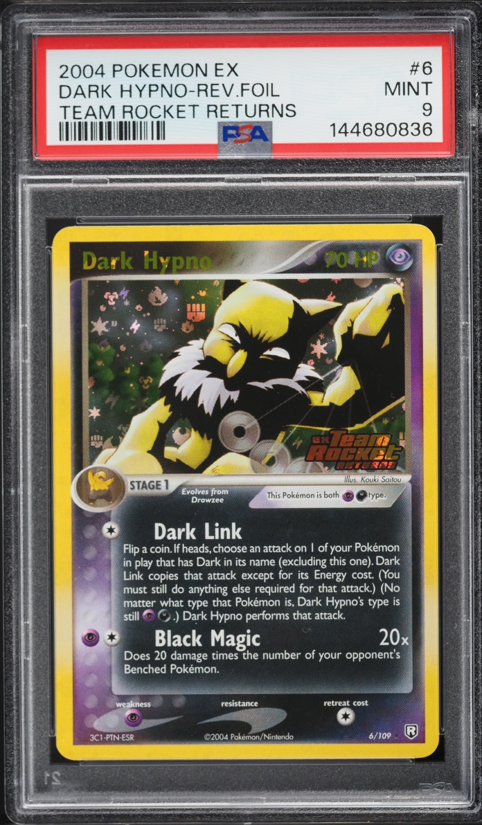 2004 Pokemon EX Team Rocket Returns Reverse Holo Dark Hypno #6 PSA 9 MINT