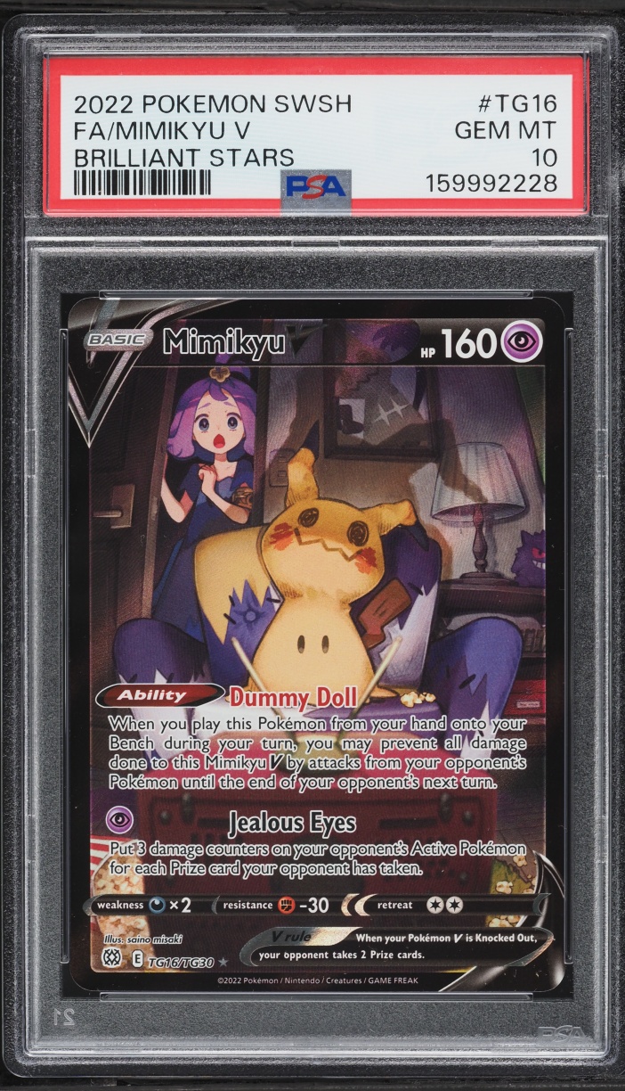 2022 Pokemon Sword & Shield Brilliant Stars Trainer Gallery CHR Mimikyu V #TG16 PSA 10 GEM MINT