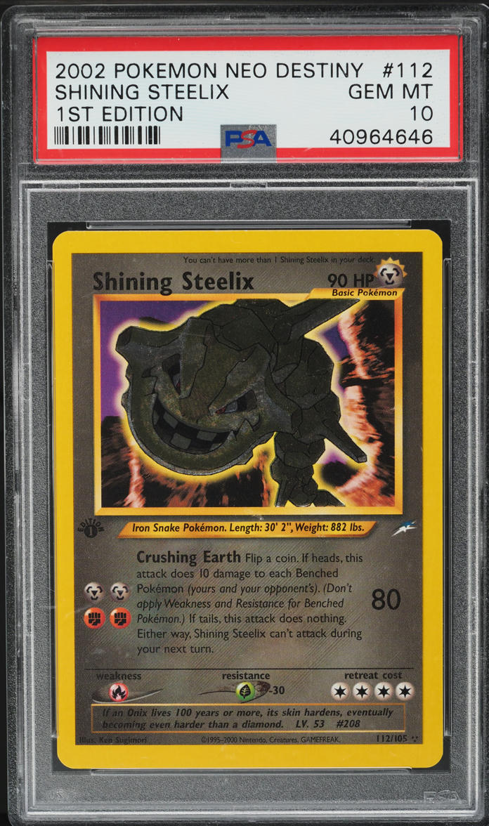 2002 Pokemon Neo Destiny 1st Edition Shining Steelix #112 PSA 10 GEM MINT