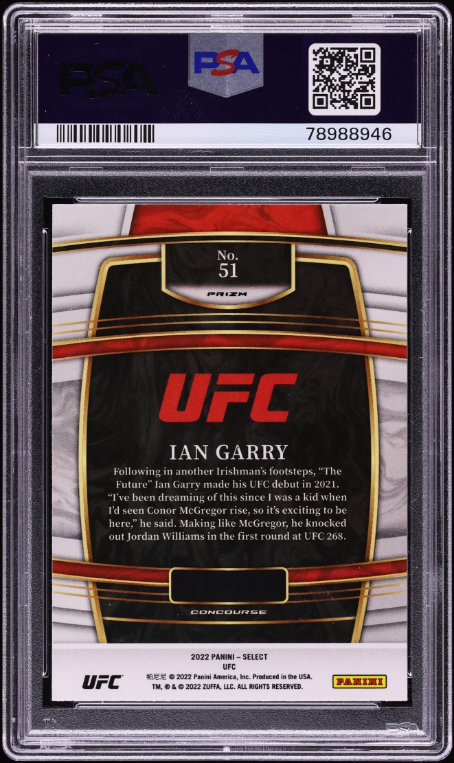 2022 Select Concourse UFC Zebra Prizm Ian Garry ROOKIE #51 PSA 9 MINT