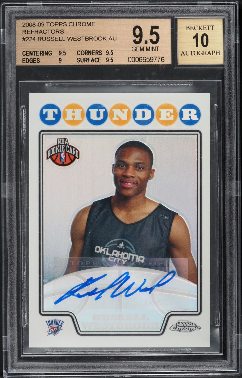 2008 Topps Chrome Refractor Russell Westbrook ROOKIE AUTO /145 BGS