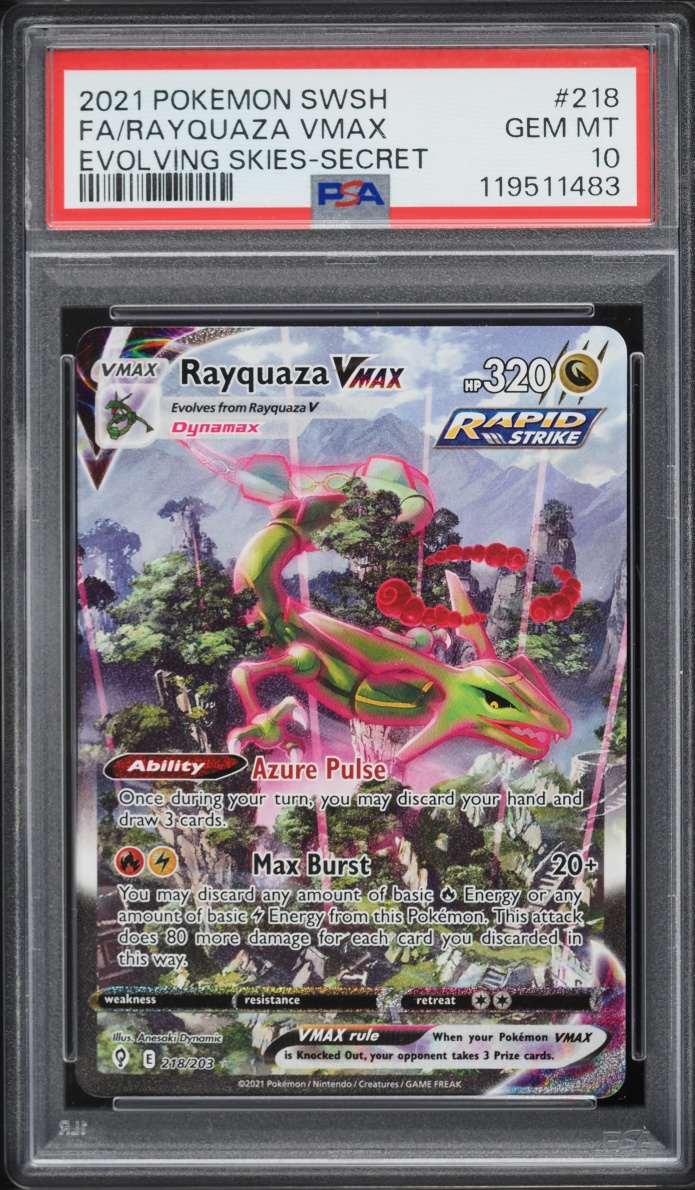 2021 Pokemon Sword & Shield Evolving Skies SEC Rayquaza VMAX #218 PSA 10 GEM MINT
