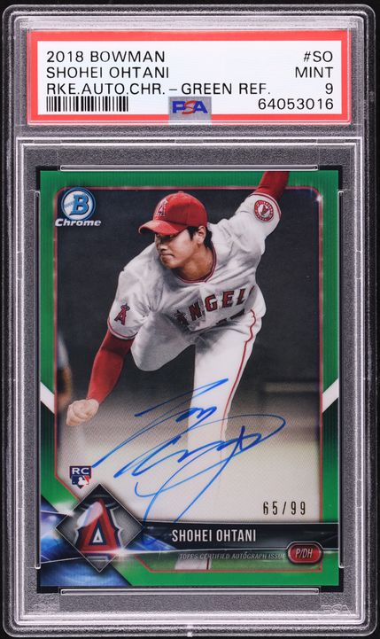 2018 Bowman Chrome Green Refractor Shohei Ohtani ROOKIE AUTO /99
