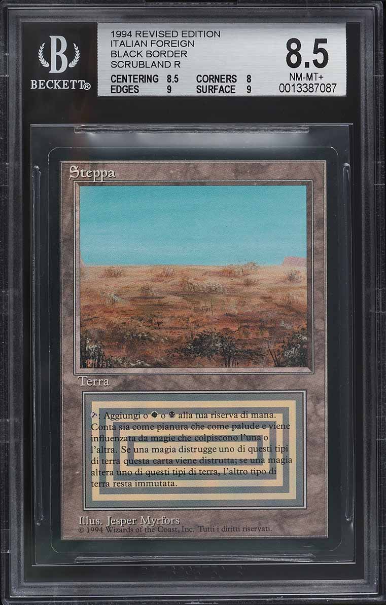 1994 Magic The Gathering MTG Revised Dual Land Scrubland FBB BGS 8.5 NM ...