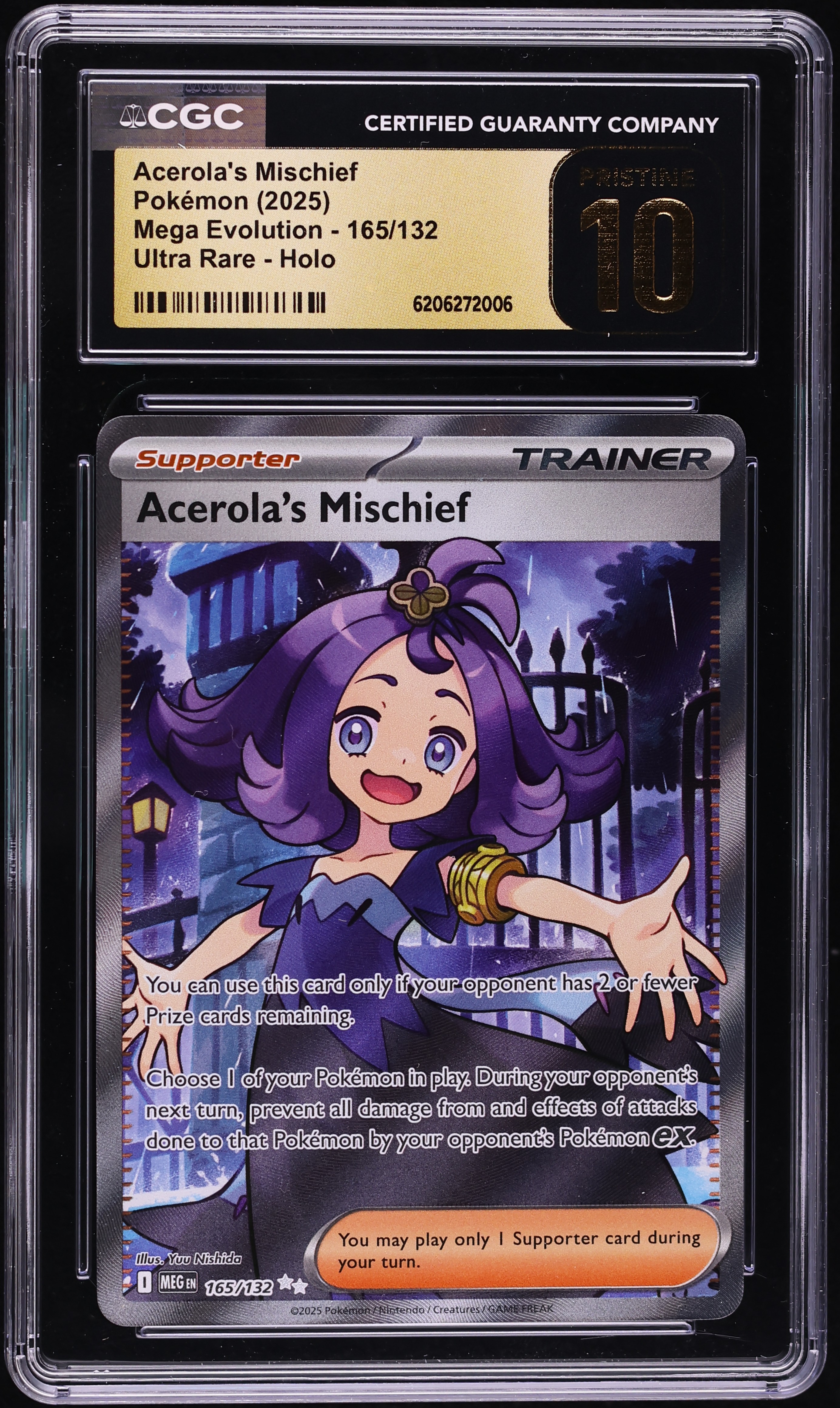 2025 Pokemon Mega Evolution Full Art Acerola's Mischief #165 CGC 10 PRISTINE