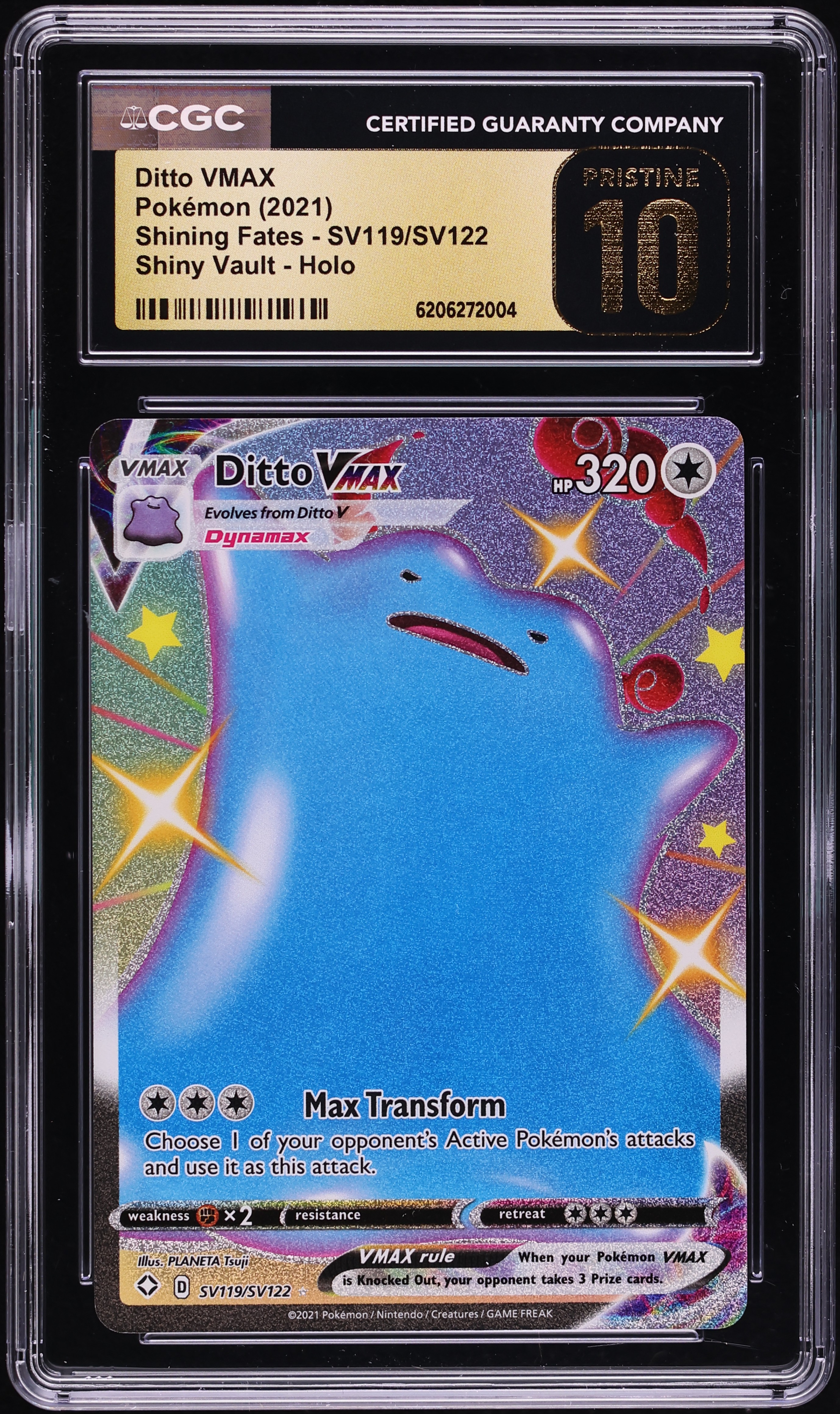 2021 Pokemon Sword & Shield Shining Fates Shiny Vault Ditto VMAX #SV119 CGC 10 PRISTINE