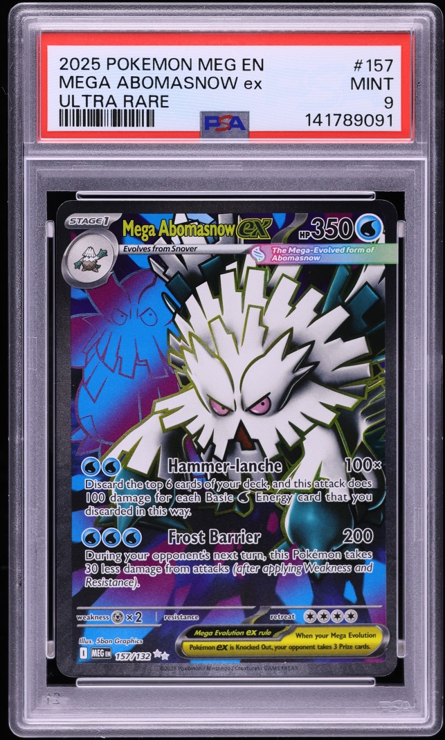 2025 Pokemon Mega Evolution Full Art Mega Abomasnow ex #157 PSA 9 MINT