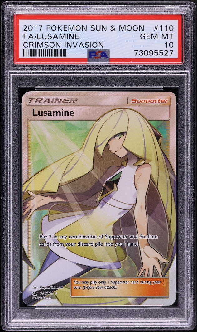2017 Pokemon Sun & Moon Crimson Invasion Full Art Lusamine #110 PSA 10 GEM MINT