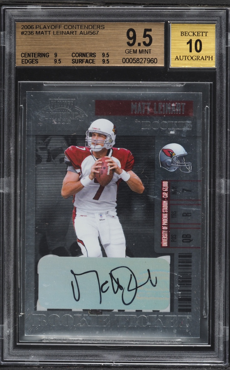 2006 Playoff Contenders Ticket Matt Leinart ROOKIE AUTO #236 BGS 9.5 GEM MINT