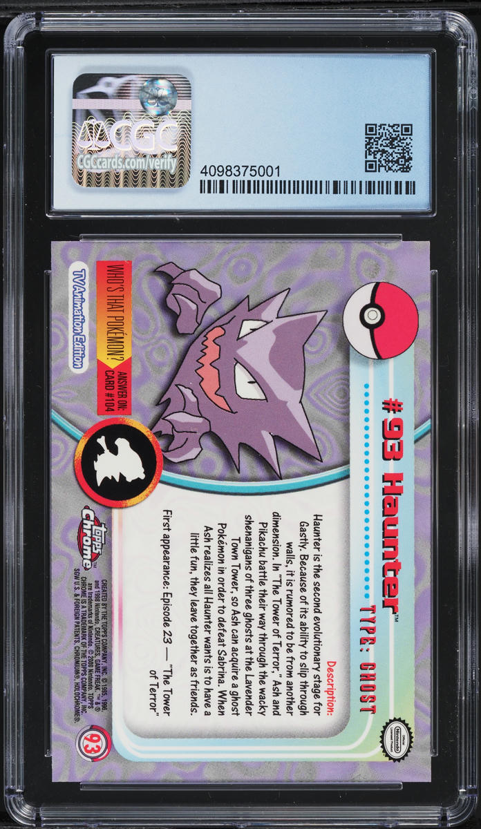 2000 Topps Chrome Pokemon Series 2 Chrome Haunter #93 CGC 10 PRISTINE