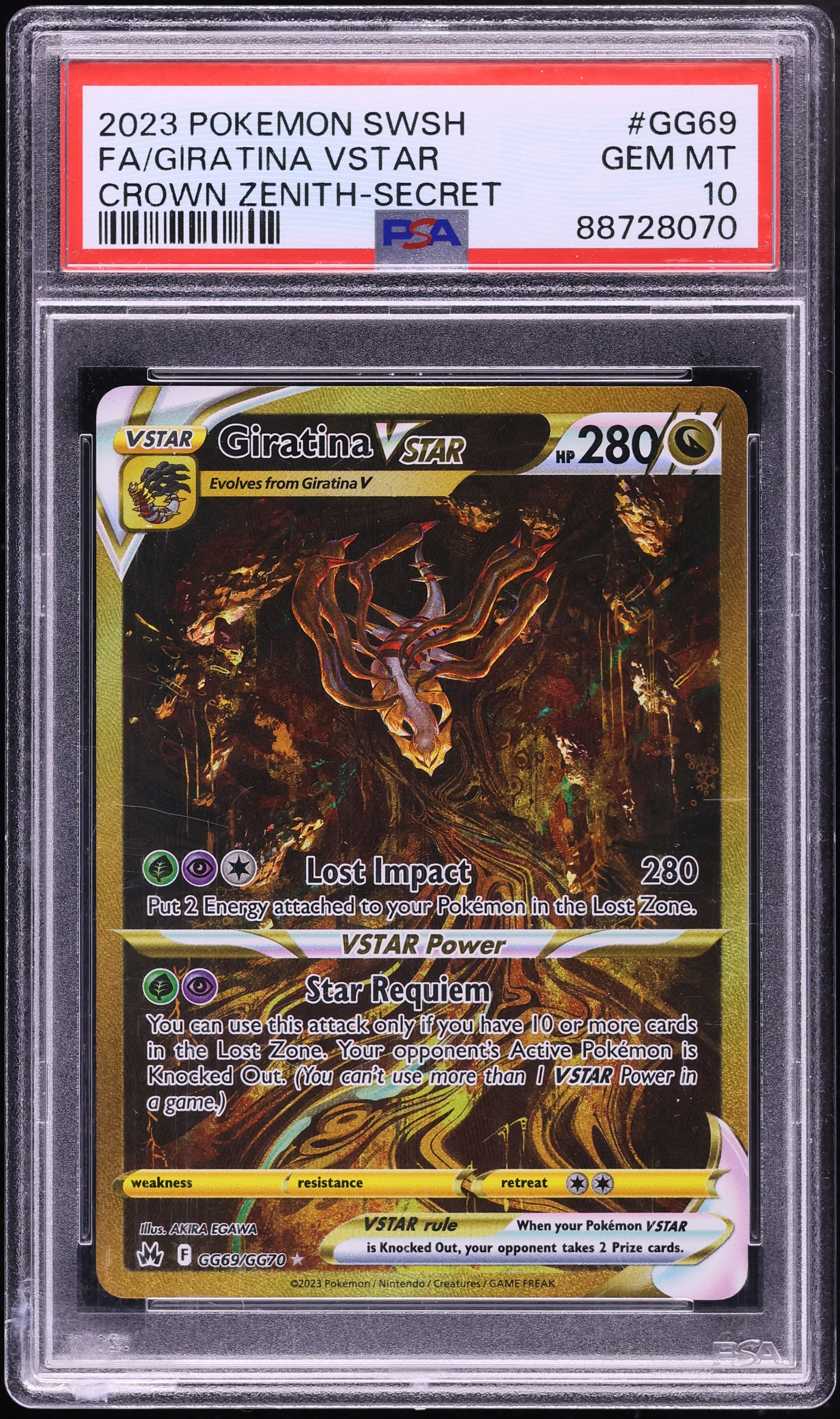 2023 Pokemon Sword & Shield Crown Zenith Gold Rare Giratina VSTAR #GG69 PSA 10 GEM MINT