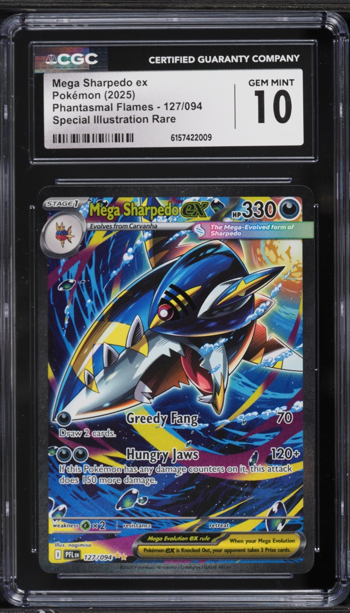 2025 Pokemon Mega Evolution Phantasmal Flames SIR Mega Sharpedo ex #127 CGC 10 GEM MINT