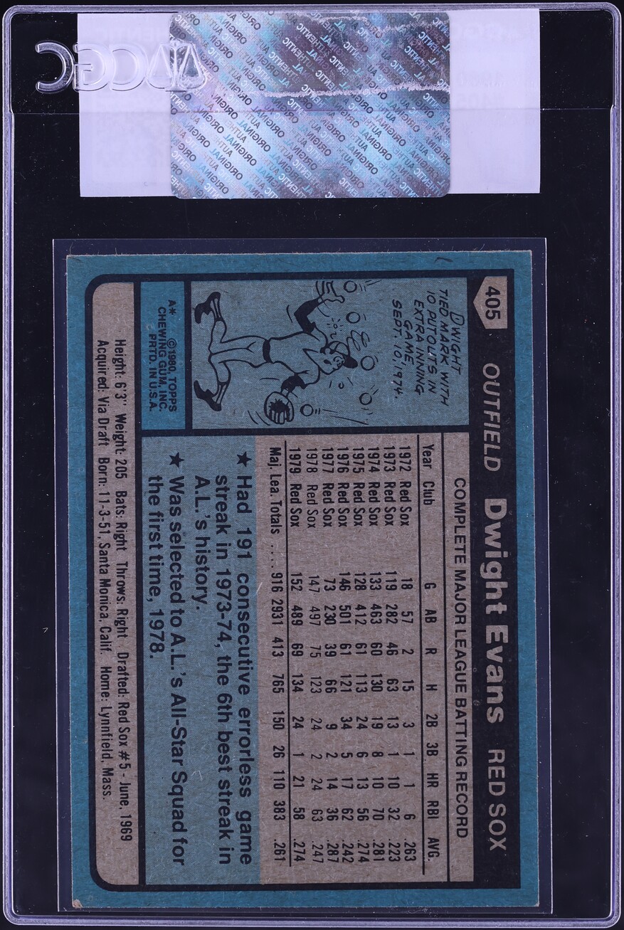 1980 Topps Dwight Evans #405 CGC AUTH