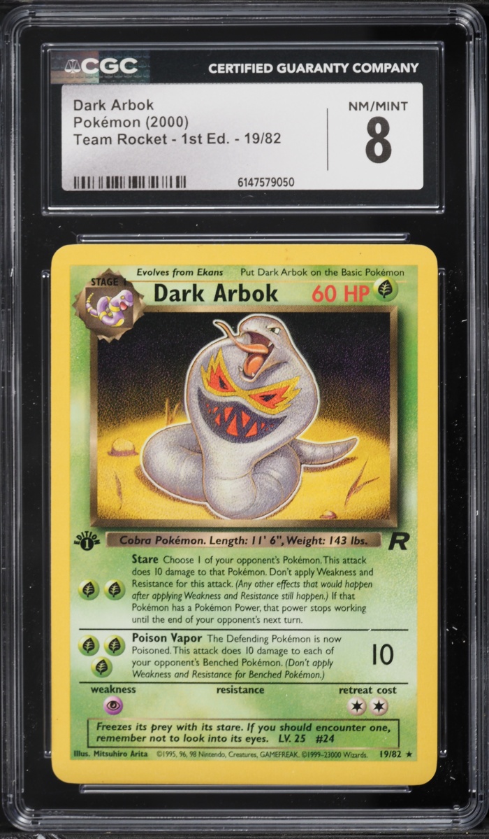 2000 Pokemon Team Rocket 1st Edition Dark Arbok #19 CGC 8 NM-MT