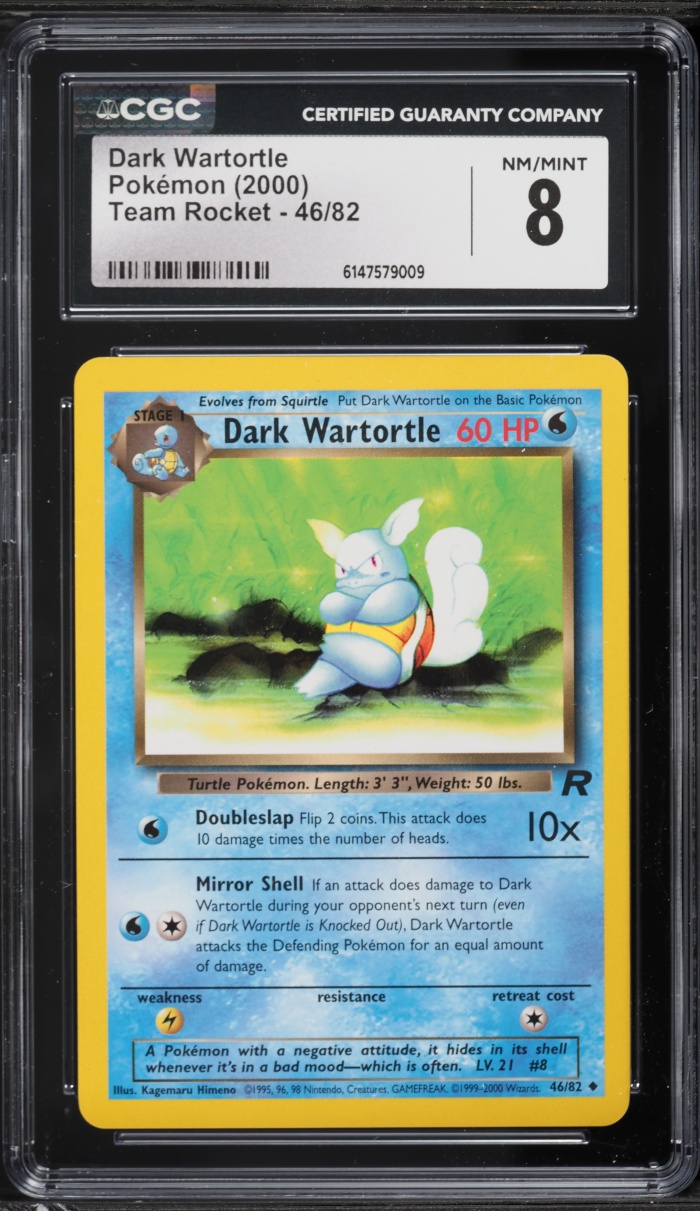 2000 Pokemon Team Rocket Dark Wartortle #46 CGC 8 NM-MT