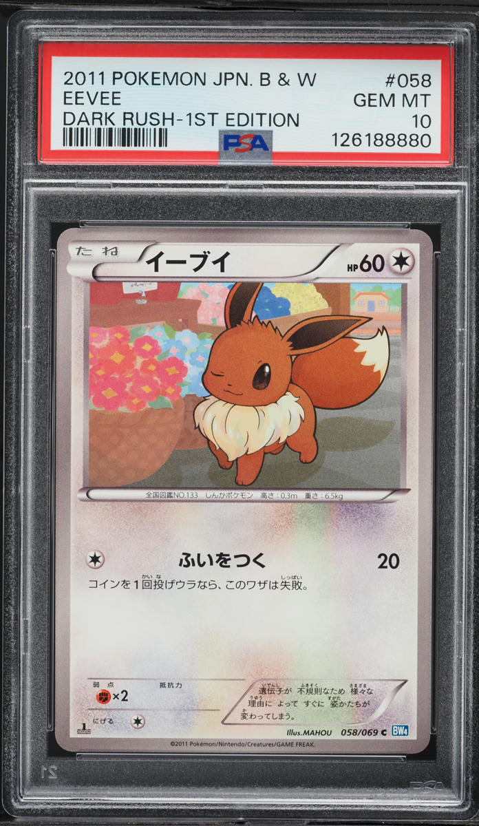 2011 Pokemon Japanese Black & White Dark Rush 1st Edition Eevee #58 PSA 10 GEM MINT