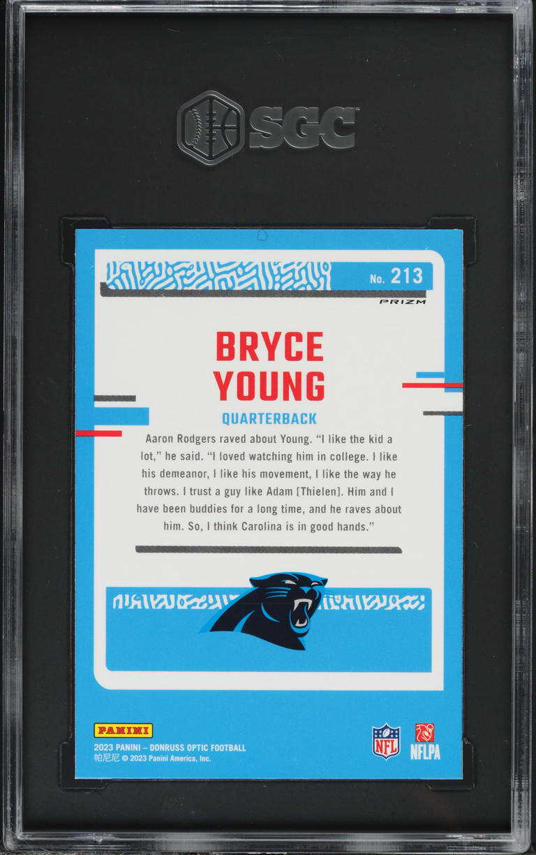 2023 Donruss Optic Purple Shock Prizm Bryce Young ROOKIE #213 SGC 10 GEM MINT