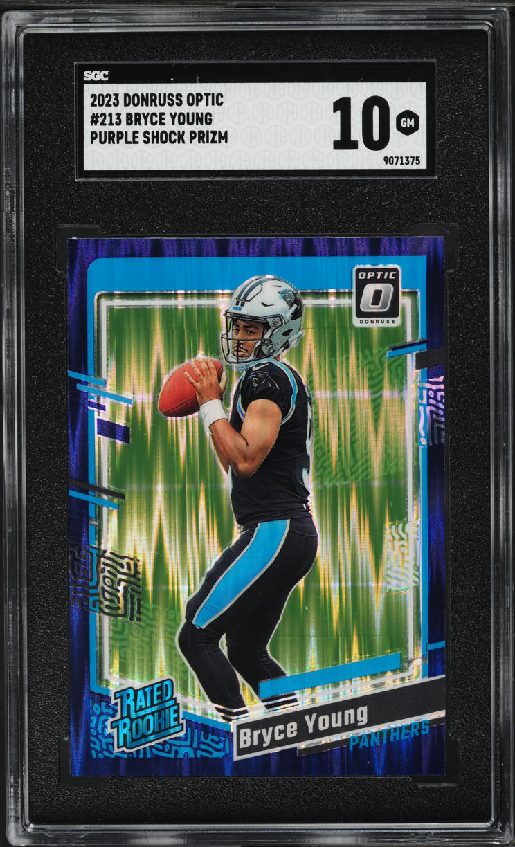 2023 Donruss Optic Purple Shock Prizm Bryce Young ROOKIE #213 SGC 10 GEM MINT