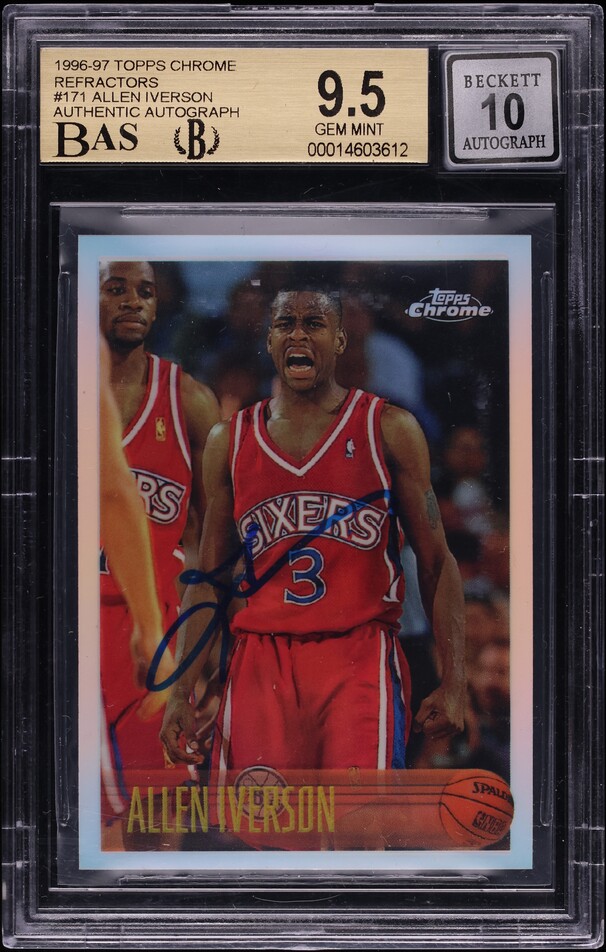 その他 ALLEN IVERSON Bowman Chrome REFRACTOR 1996 Topps Chrome Refractor Allen Iverson ROOKIE AUTO #171