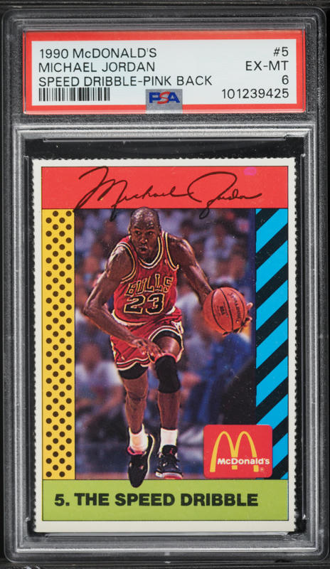 1990 McDonald's Speed Dribble Pink Back Michael Jordan #5 PSA 9