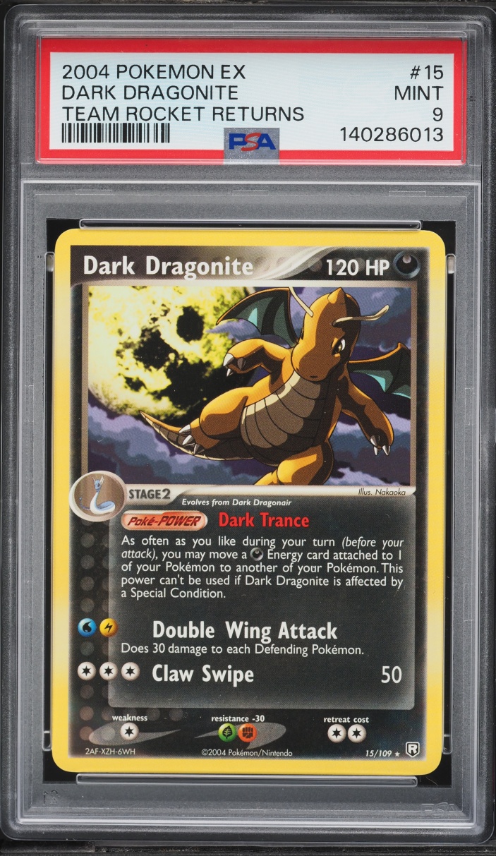 2004 Pokemon EX Team Rocket Returns Dark Dragonite #15 PSA 9 MINT
