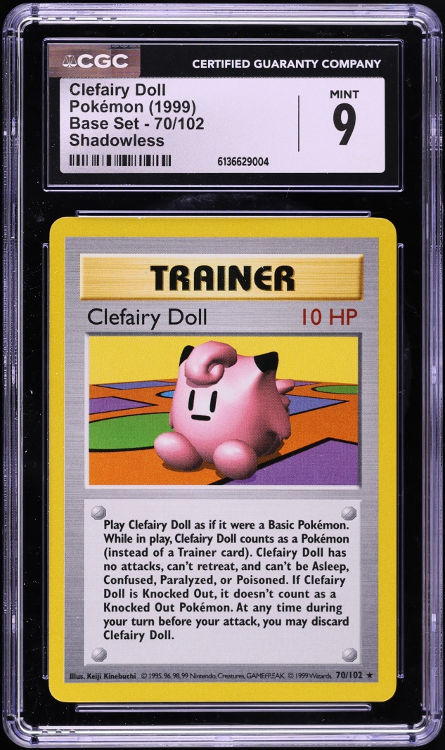1999 Pokemon Base Set Shadowless Clefairy Doll #70 CGC 9 MINT
