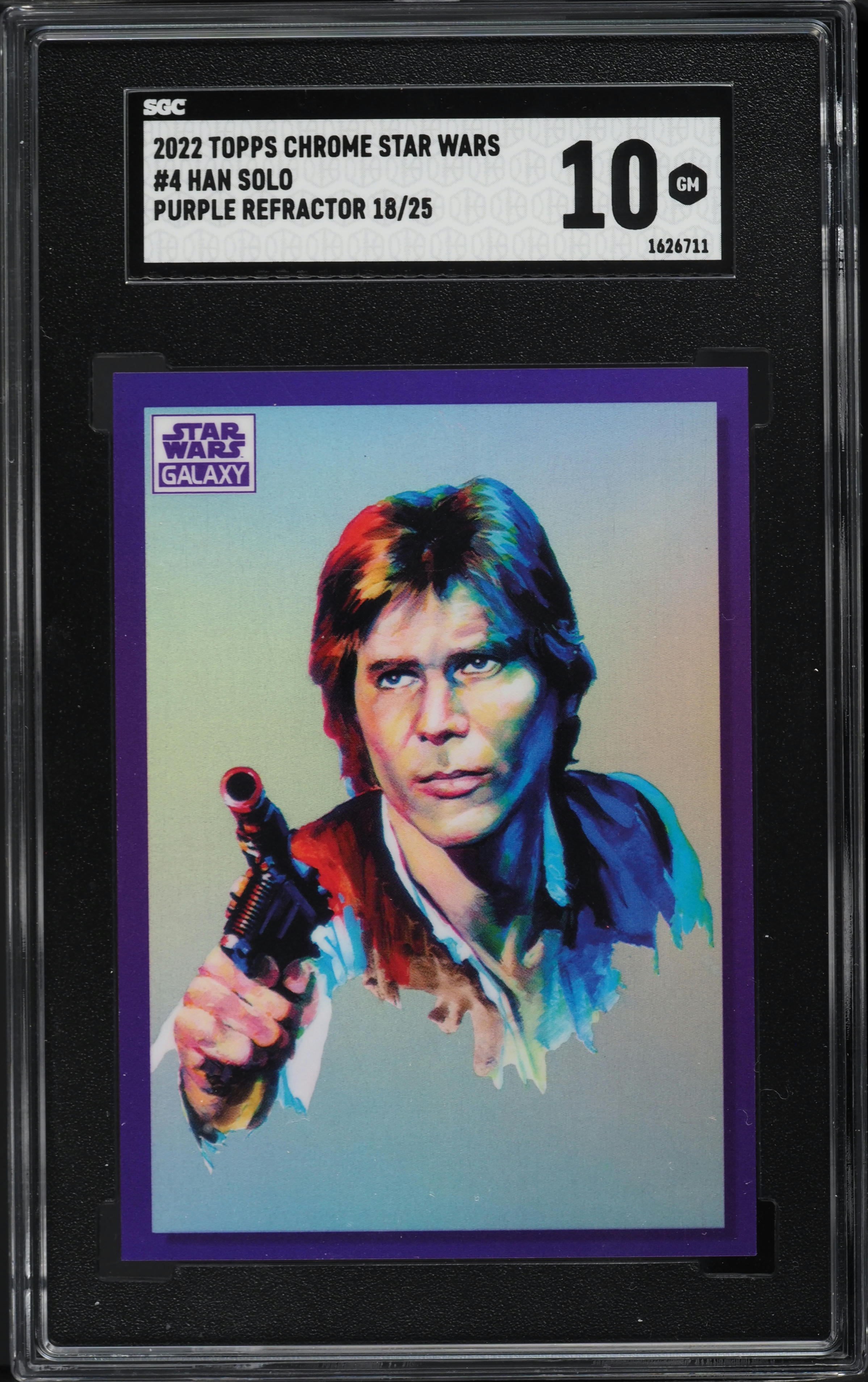 2022 Topps Chrome Star Wars Galaxy Purple Refractor Han Solo /25