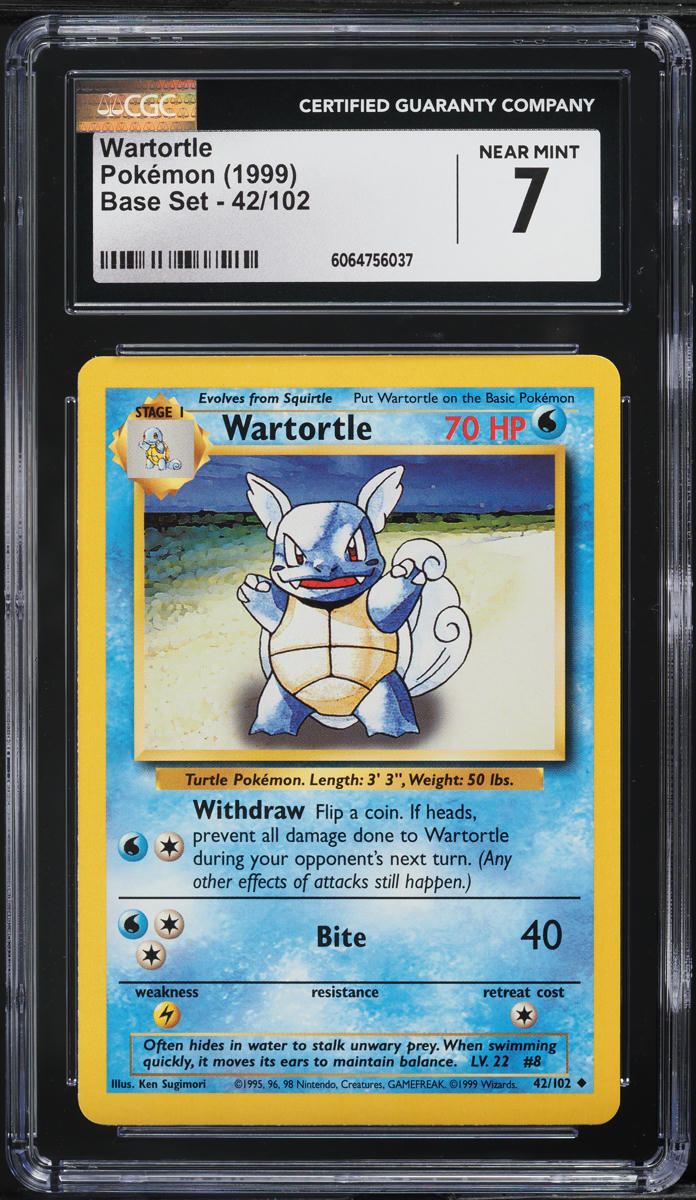 1999 Pokemon Base Set Wartortle #42 CGC 7 NRMT