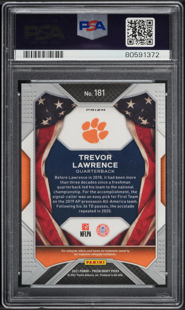 2021 Panini Prizm Draft Picks Silver Trevor Lawrence ROOKIE #181 PSA 9 MINT