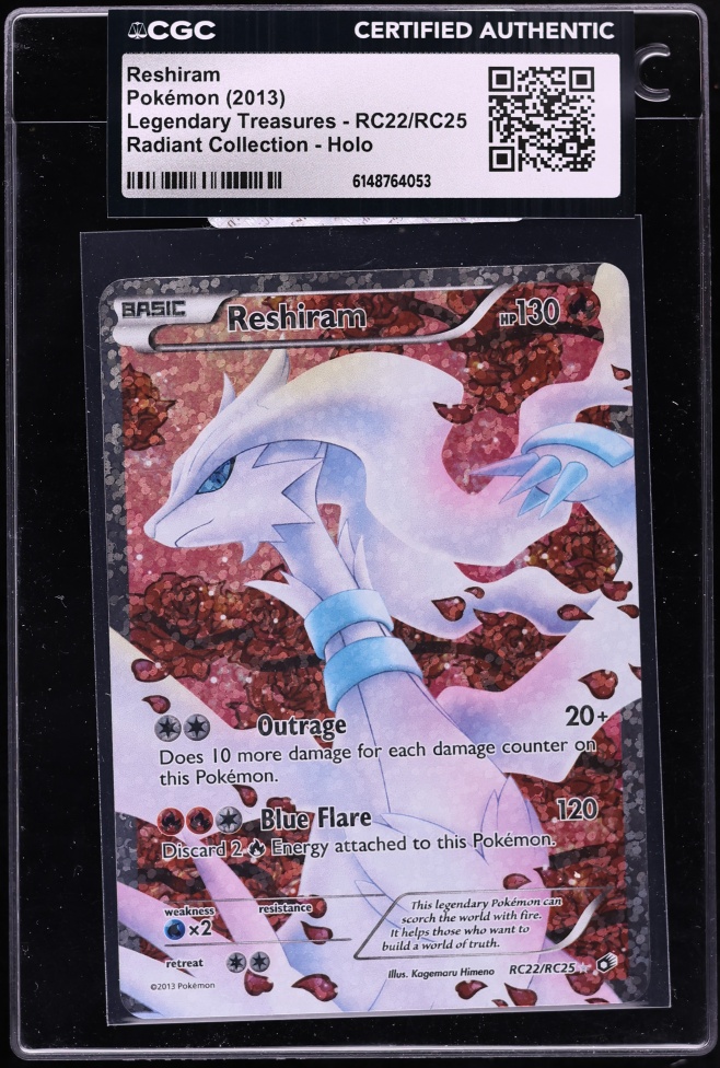 2013 Pokemon BW Legendary Treasures Radiant Collection Reshiram #RC22 CGC AUTH
