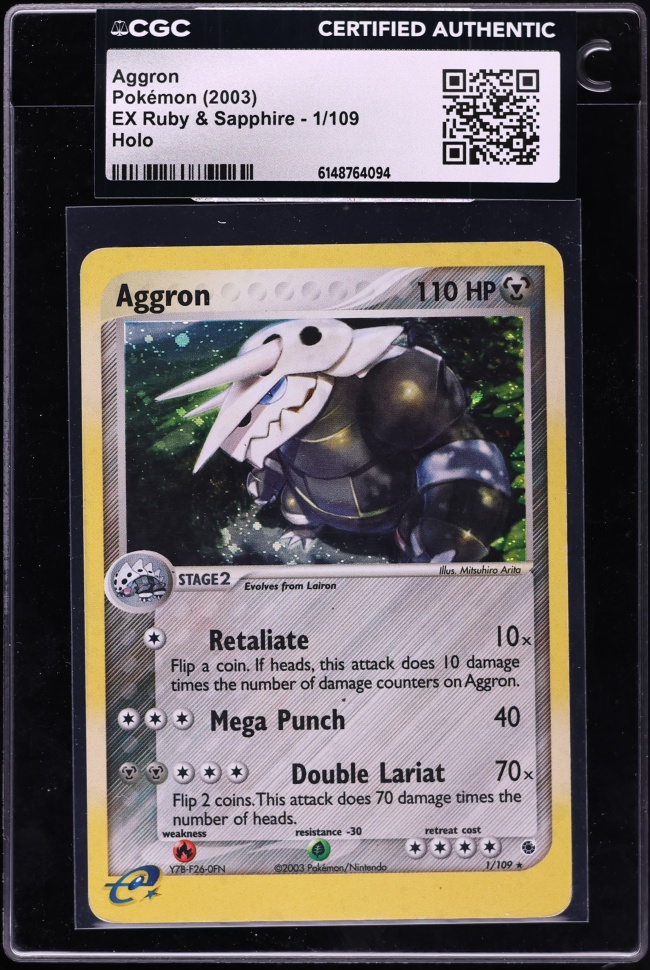 2003 Pokemon EX Ruby & Sapphire Holo Aggron #1 CGC AUTH
