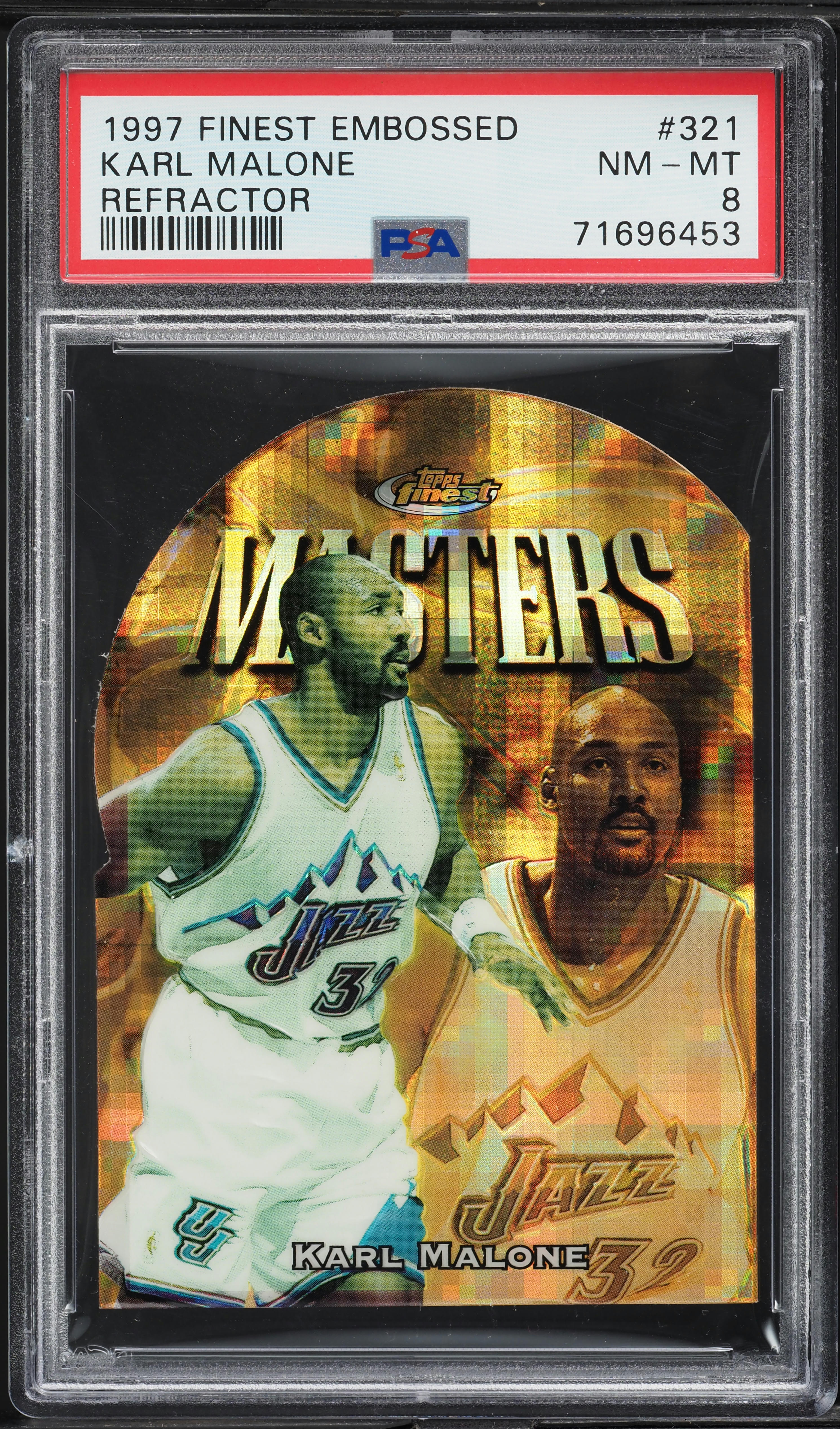 1997 Finest Embossed Gold Refractor Die-Cut Karl Malone /74
