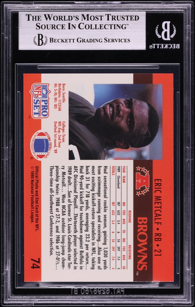 1990 Pro Set Football Eric Metcalf #74 BGS 8.5 NM-MT+