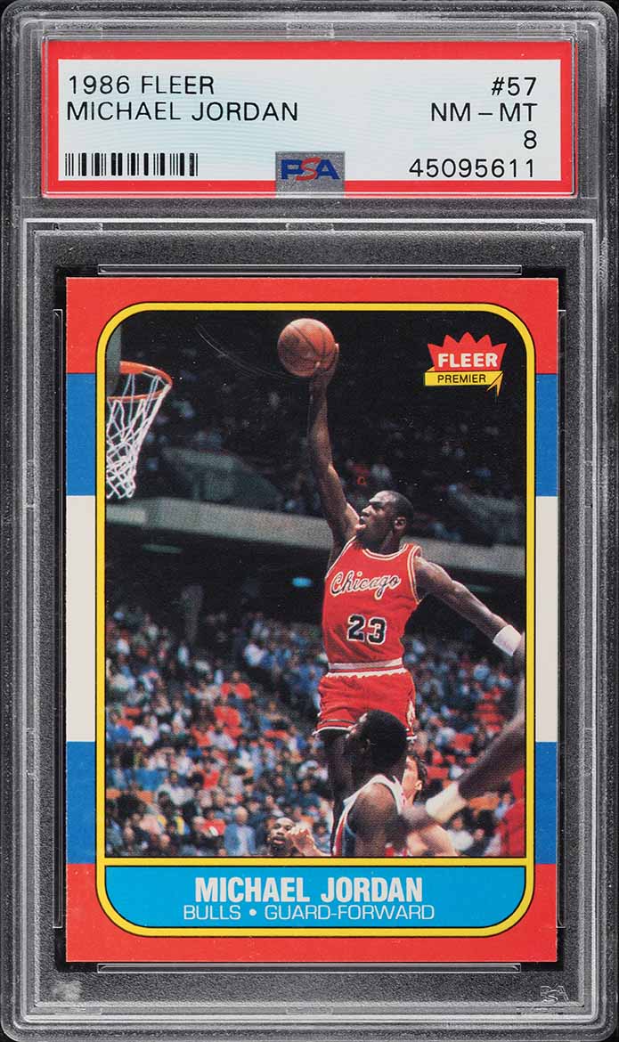 1986 Fleer Basketball Michael Jordan ROOKIE #57 PSA 8 NM-MT on