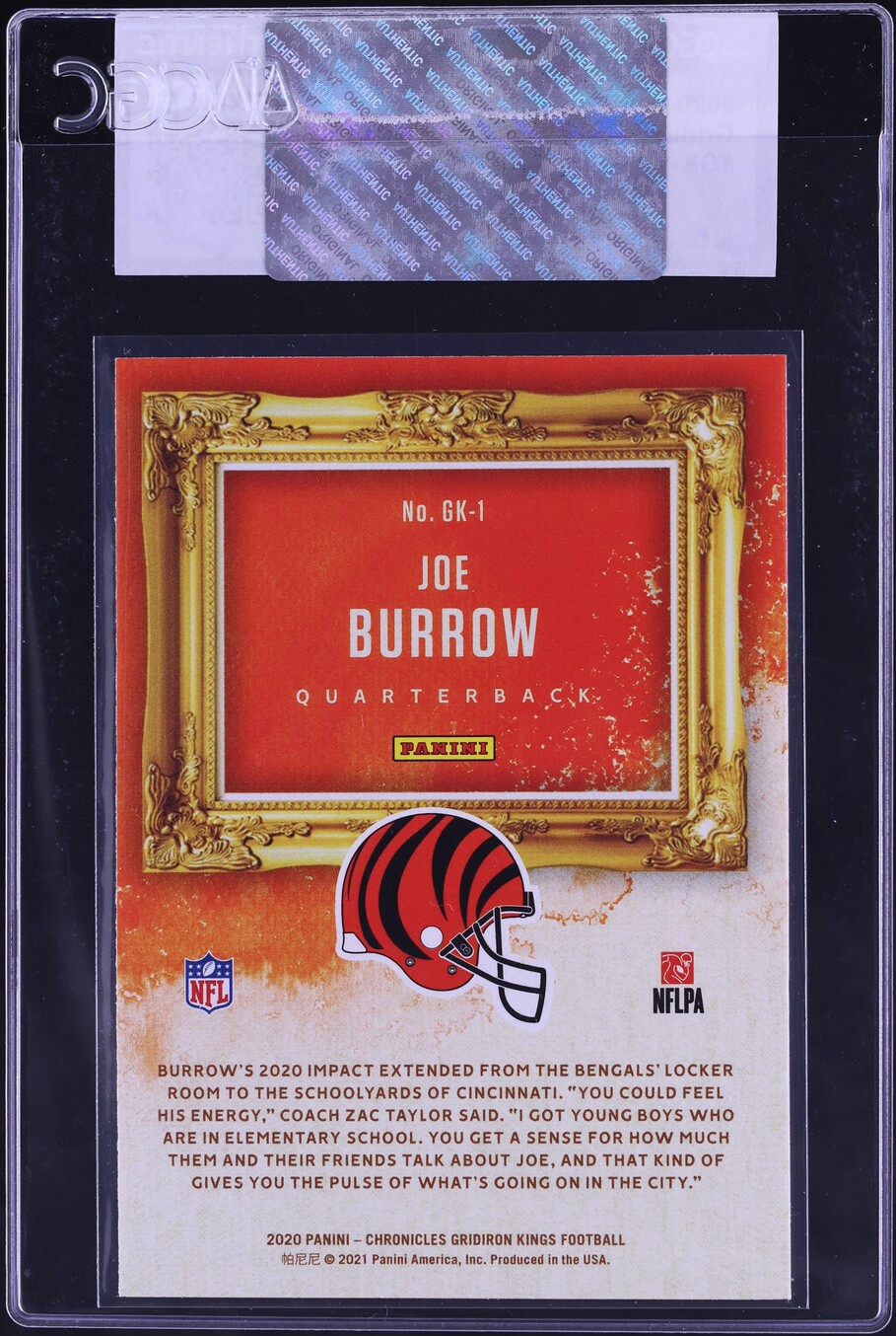 2020 Panini Chronicles Gridiron Kings Joe Burrow ROOKIE #GK-1 CGC AUTH