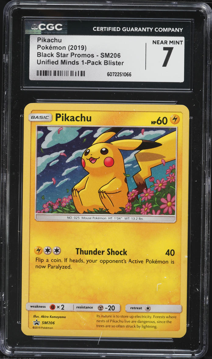 2019 Pokemon Sun & Moon Promo Unified Minds 1-Pack Blister Pikachu #SM206 CGC 7 NRMT