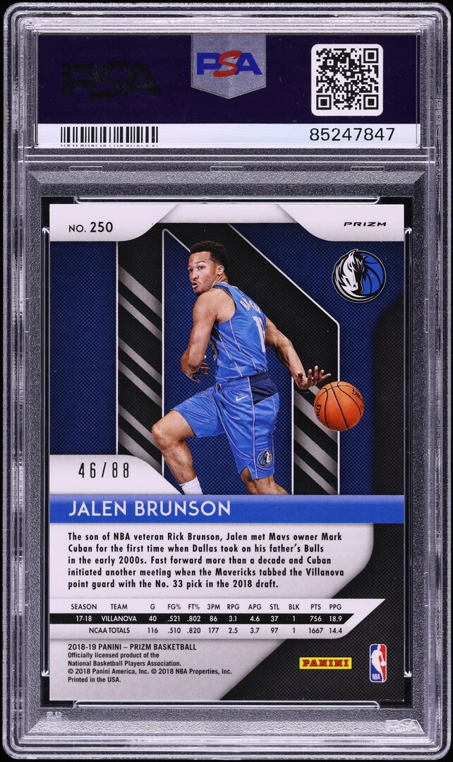 2018 Panini Prizm Choice Red Jalen Brunson ROOKIE /88 #250 PSA 9 MINT