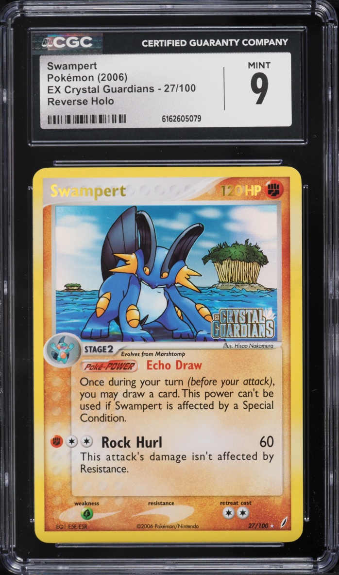 2006 Pokemon EX Crystal Guardians Reverse Holo Swampert #27 CGC 9 MINT