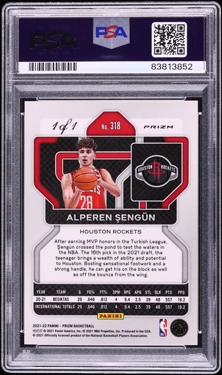 2021 Panini Prizm Nebula Choice Alperen Sengun ROOKIE 1/1 #318 PSA 8 NM-MT - Photo 2