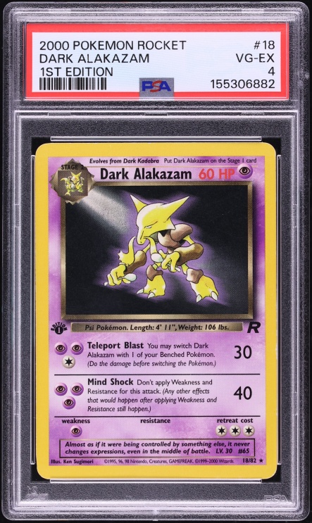 2000 Pokemon Team Rocket 1st Edition Dark Alakazam #18 PSA 4 VGEX