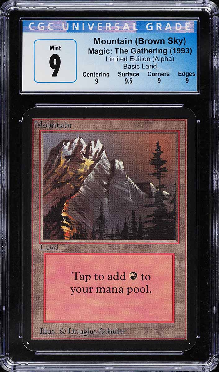 1993 Magic The Gathering MTG Alpha Mountain BROWN SKY CGC 9 MINT
