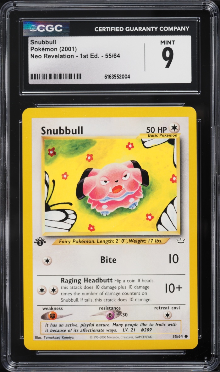 2001 Pokemon Neo Revelation 1st Edition Snubbull #55 CGC 9 MINT