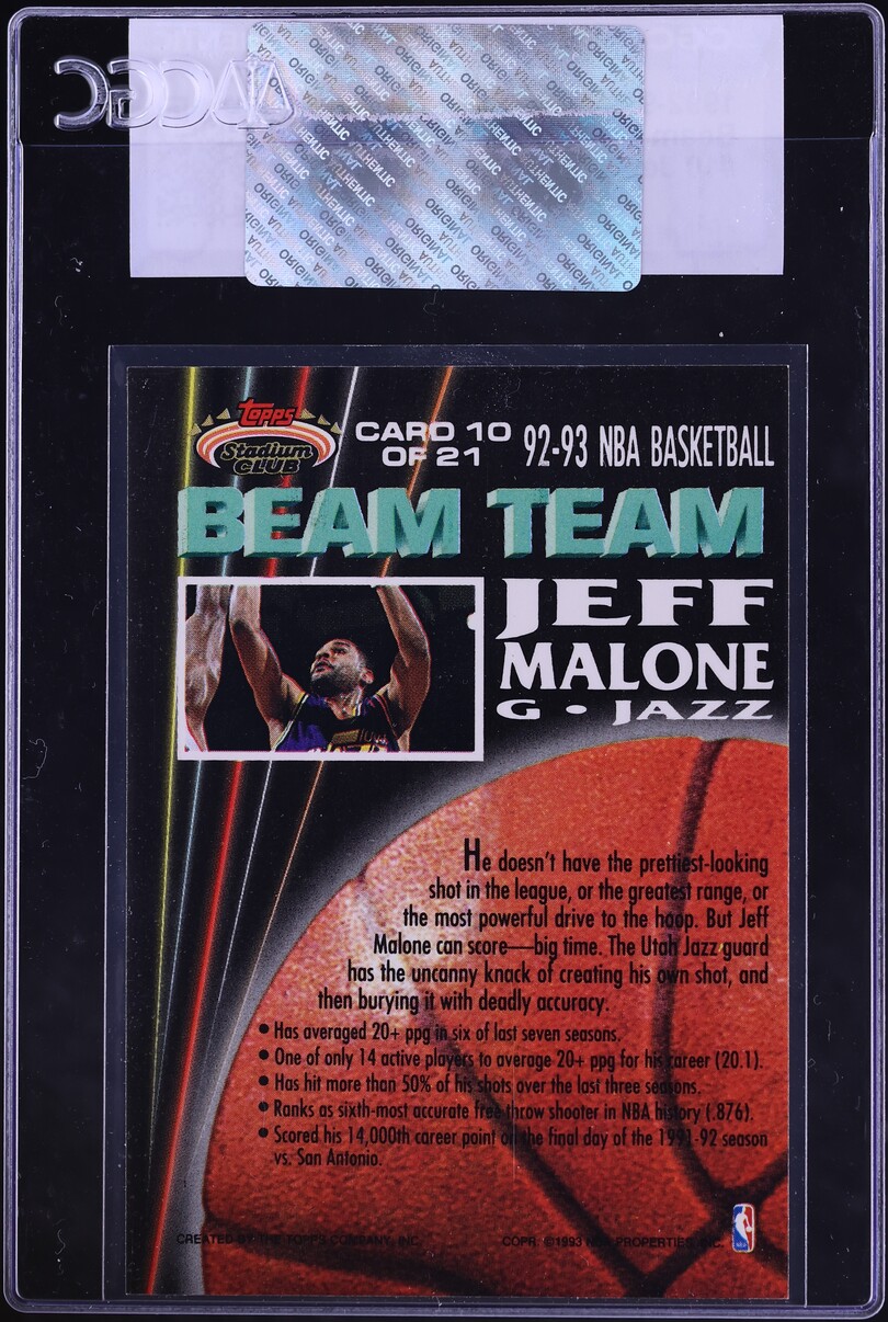 1992 Stadium Club Beam Team Jeff Malone #10 CGC AUTH