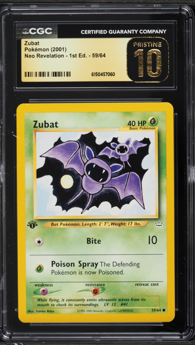 2001 Pokemon Neo Revelation 1st Edition Zubat #59 CGC 10 PRISTINE