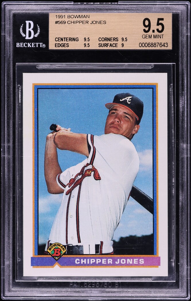 1991 Bowman Chipper Jones ROOKIE #569 BGS 9.5 GEM MINT