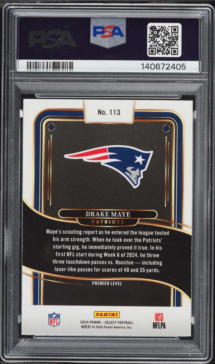 2024 Select Premier Level Drake Maye ROOKIE #113 PSA 7 NRMT