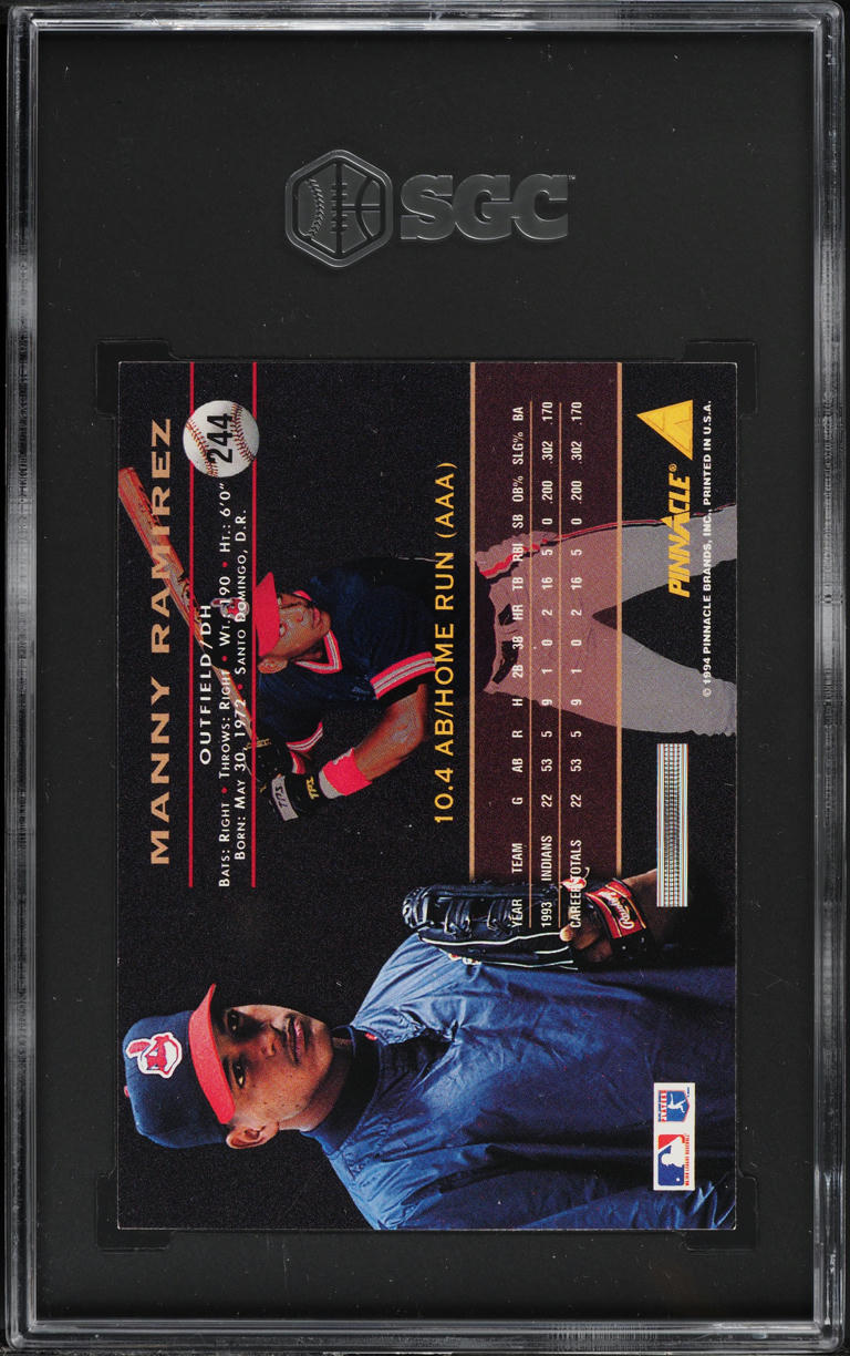 1994 Pinnacle Manny Ramirez ROOKIE #244 SGC 8 NM-MT
