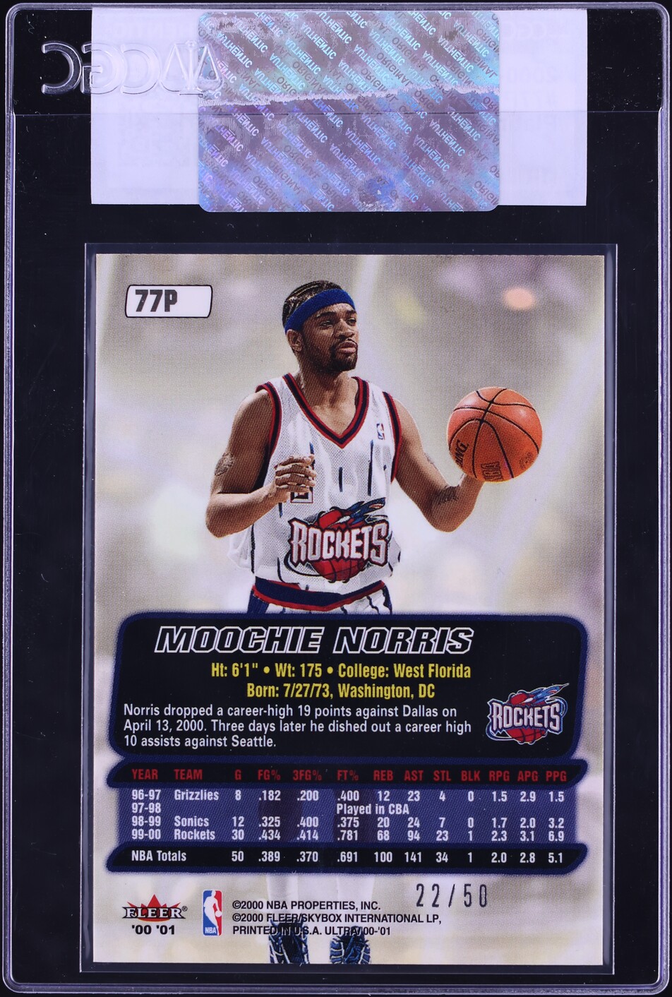 2000 Ultra Platinum Medallion Moochie Norris /50 #77P CGC AUTH