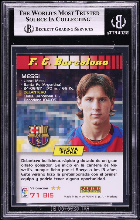 2004 Panini Sports Mega Cracks La Liga Lionel Messi ROOKIE #71 BGS 8 NM-MT